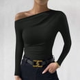 thumbnail image 5 of hotojiny Tops for Women Going out off Shoulder Long Sleeve Solid Color T-Shirt Slim Stretchy Shirt Fall, 5 of 5