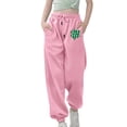 thumbnail image 2 of Boys Girls Sweatpants St. Patrick's Day Clover Shamrock Graphic Sweat Pants Spring Fall Unisex Kids Athletic Pants Pink 6-7 Years, 2 of 4