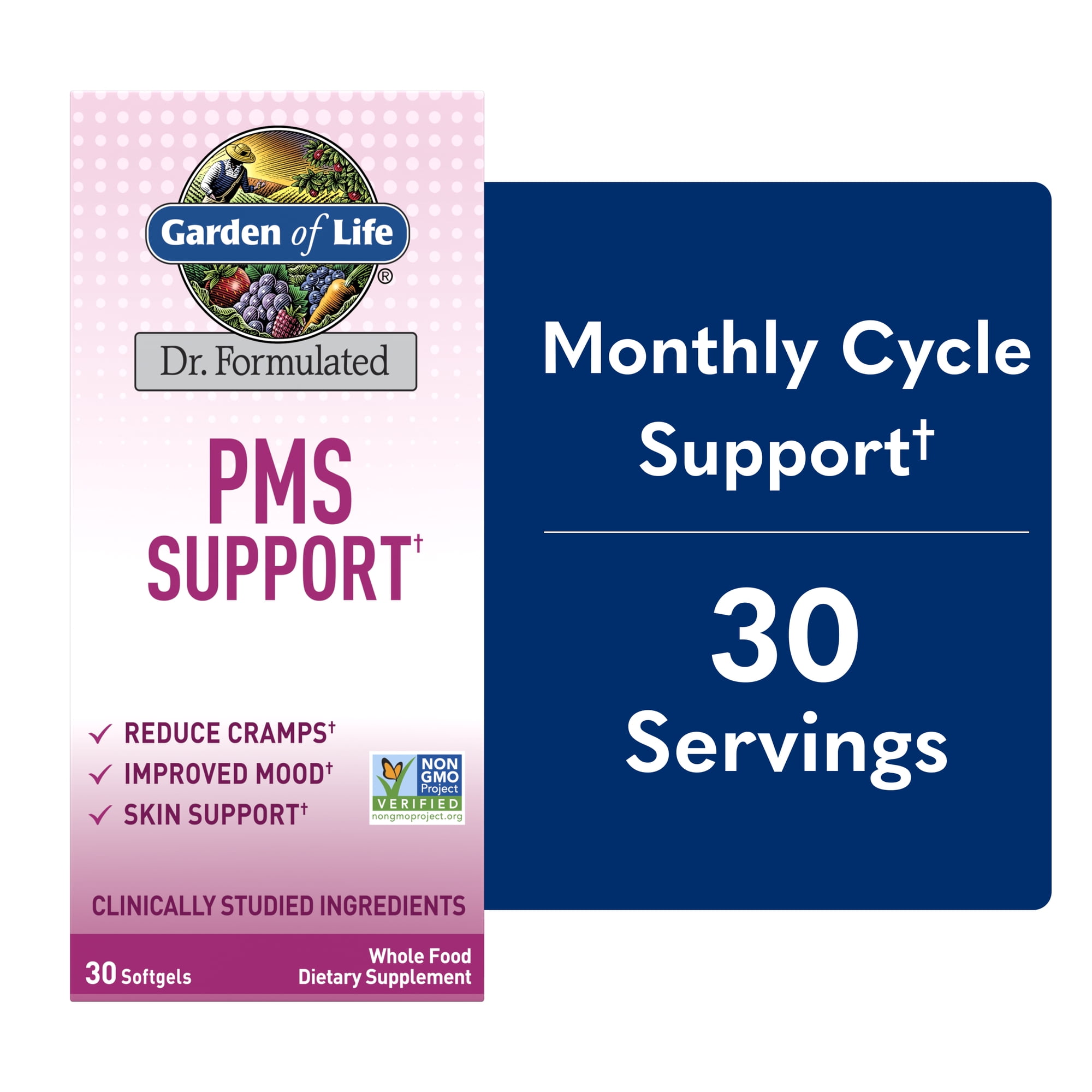 Garden of Life Dr. Formulated PMS Support, Women's Monthly Balance for Skin & Mood Support Softgels, 30 Softgels