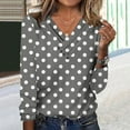 thumbnail image 7 of EchfiProm Womens Relaxed Fit Tops Long Sleeve Gray Fall V-Neck T-Shirt for Ladies Polka Dot, 7 of 7