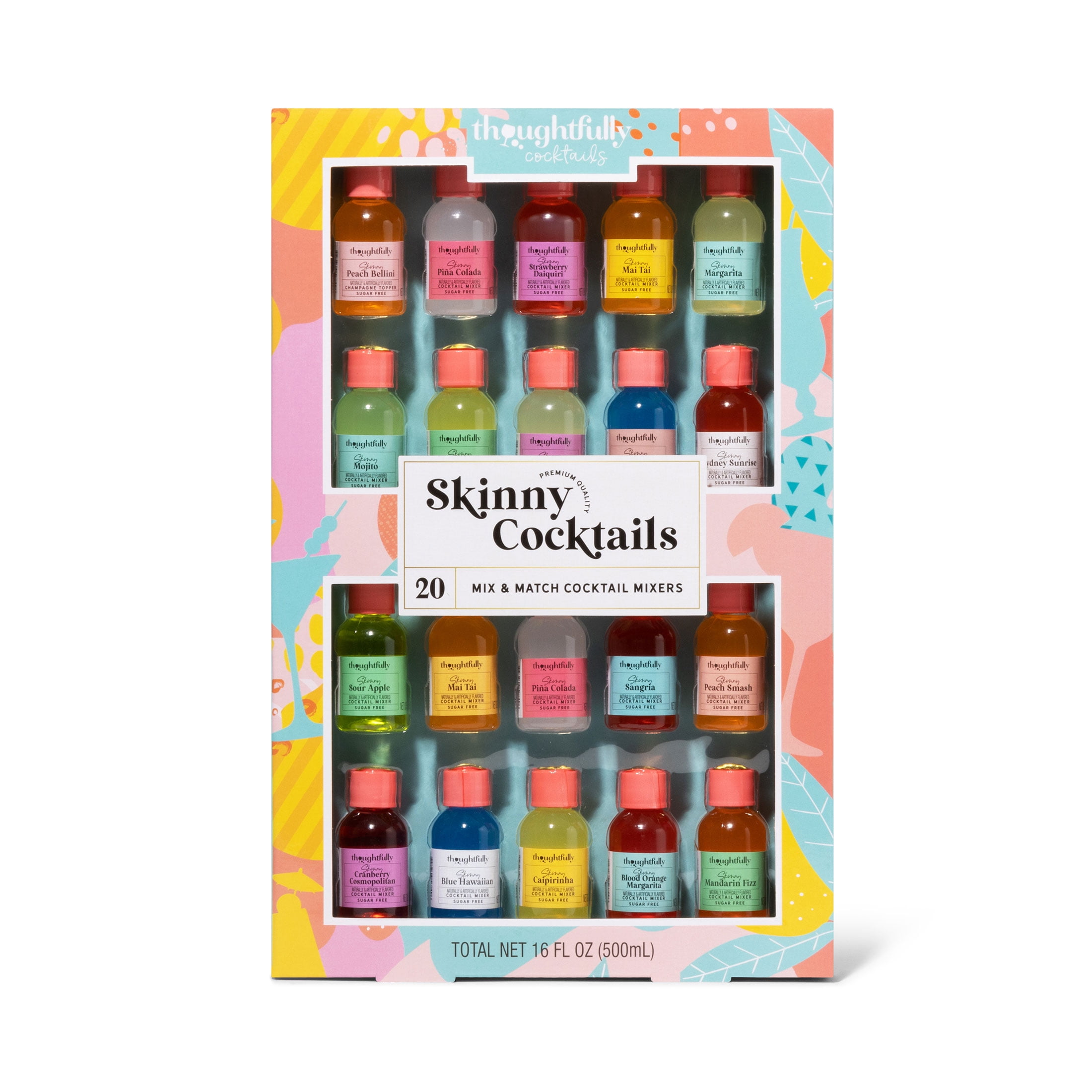 Thoughtfully Cocktails, Mix and Match Skinny Cocktail Mixers Gift Set, Set of 20 (Contains NO