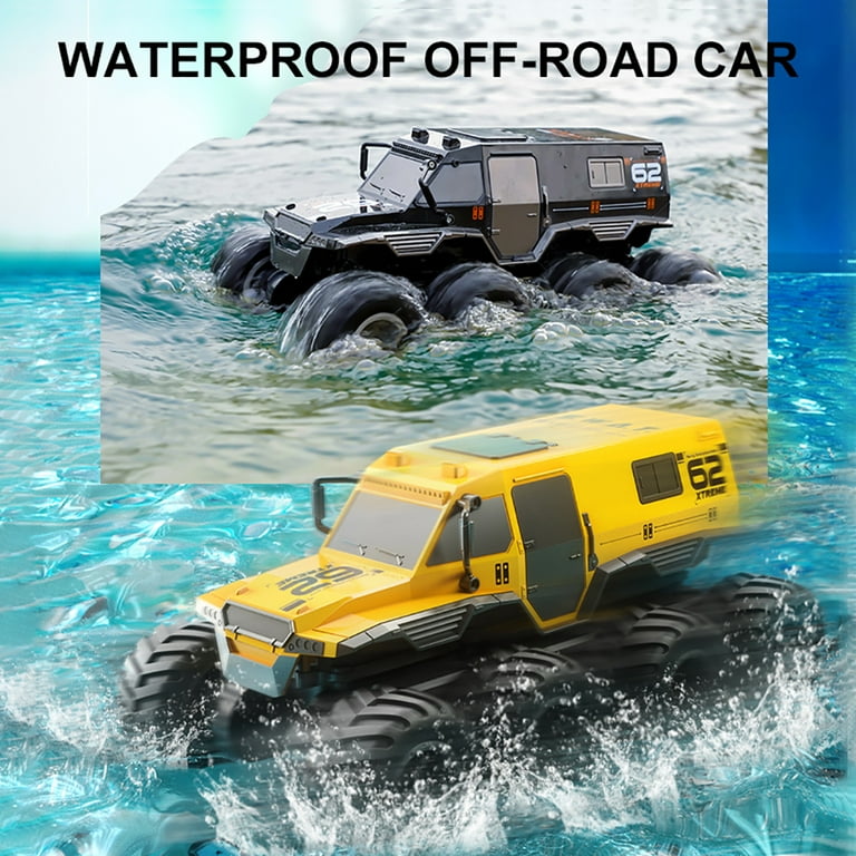 JJRC Q137 RC Amphibious Remote Control Car 8WD Water Land Off Road Buggy RC Truck All Terrains Armored Vehicle Yellow