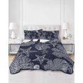 thumbnail image 2 of Quilts Queen Size Bedding Set, Navy Blue Coastal Reversible Summer Quilt 3 Pieces, Starfish Coral Summer Beach Ocean Lightweight Bedspreads Coverlets with 2 Pillow Shams for All Seasons, 2 of 5