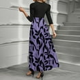 thumbnail image 4 of WTOBBY Women's Fashion Floral Stitching Belted Round Neck 3/4 Sleeve Dress, Elegant Casual Midi Dress with Feminine Details for Office Wear,Purple XL, 4 of 4