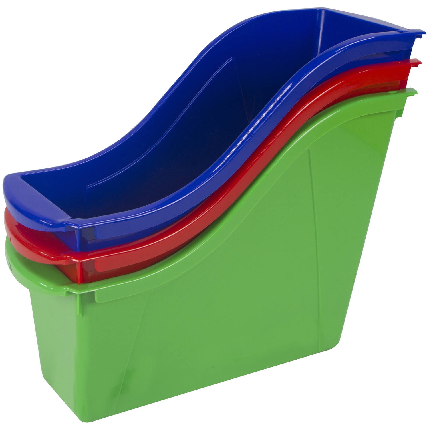 Storex Interlocking Small Book Bin, Plastic Desktop Storage for