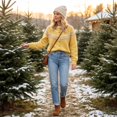 thumbnail image 5 of Women's Fair Isle Crew Neck Cardigan Sweater Button Down Snowflake Pattern Soft Knit Jacket Color Block Outerwear for Fall Winter, 5 of 9