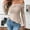#212-Khaki, variant on Craaazy Womens Shirts Knitted Solid Color Long Sleeve Sweater Bow Off Shoulder Knitted Tops Gifts For Women