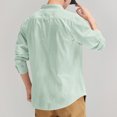 thumbnail image 5 of YYDGH Men's Long Sleeve Button Down Shirts Fall Lapel Solid Color Work Shirts Jackets Casual Lightweight Tops with Pockets Mint Green 3XL, 5 of 7