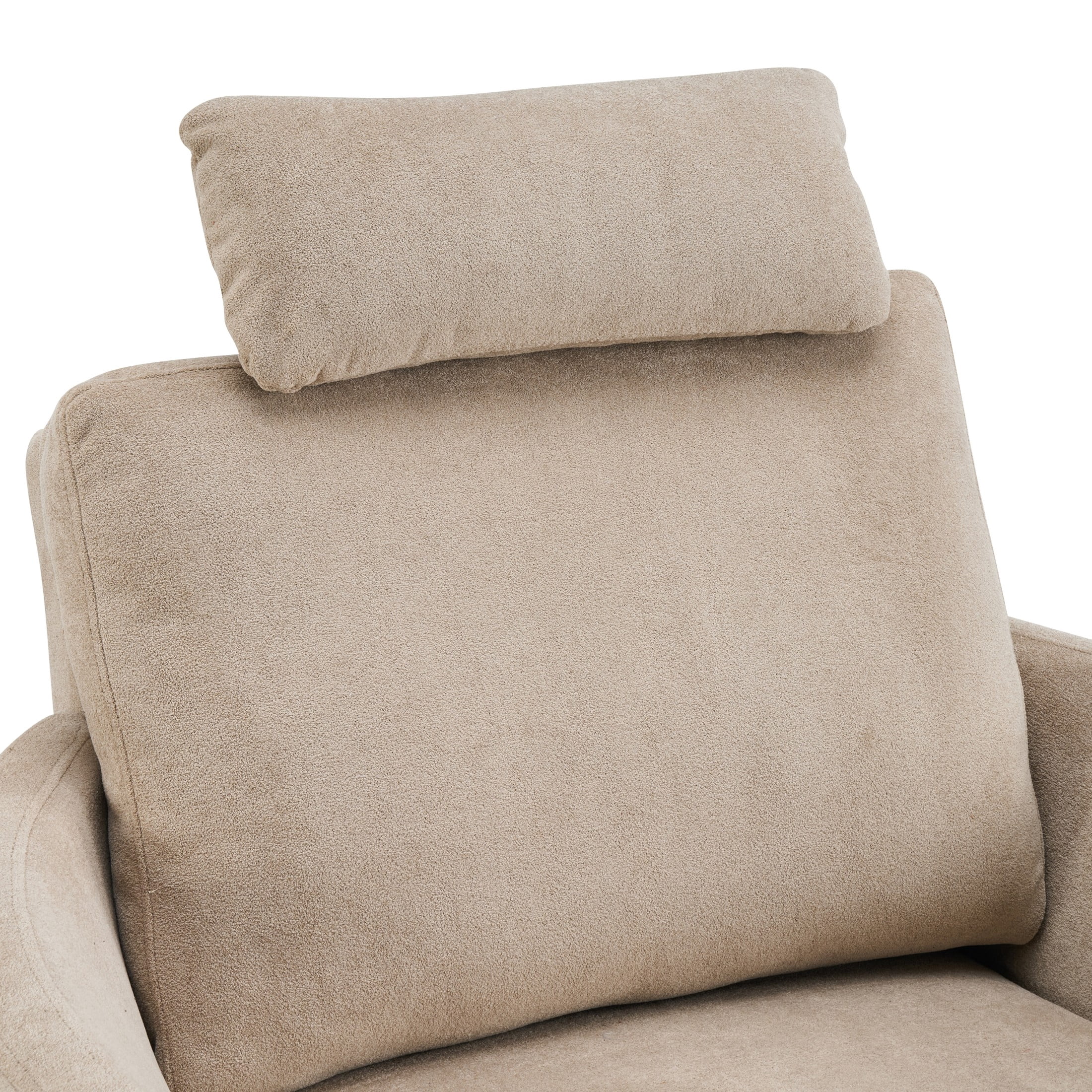 Christopher Knight Home Modern 360° Swivel Glider Recliner Chair with Adjustable Headrest and Pillows, Almond