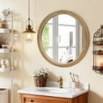 thumbnail image 4 of GDF Studio 23.26" Round Distressed Wood Beaded Wall Mirror, Farmhouse Vintage Accent Mirror, Bathroom, Natural, 4 of 7