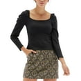 thumbnail image 1 of Minkpink Womens Roshni Puff-Sleeve Top, Black/M, 1 of 3
