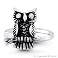 thumbnail image 1 of Owl Animal Charm Knowledge & Wisdom Totem Right-Hand Ring in Oxidized .925 Sterling Silver, 1 of 1