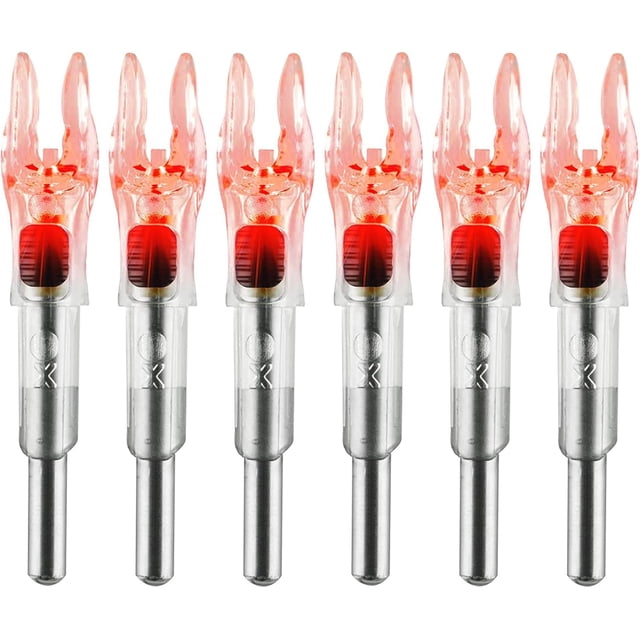 6PCS X Lighted Nocks for Arrows with .204 .233 .244 .246 Inside Diameter with H, S, GT Bushings High-Visibility LED Arrow Nocks, ON/Off Switch Included