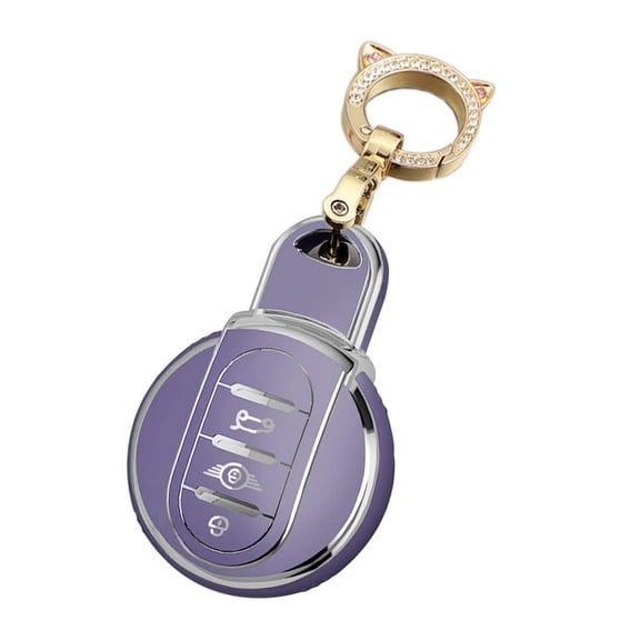 Key Fob Cover for Mini Cooper Countryman S ONE JCW F54 F55 F56 F57 F60 Clubman Accessories Keyless Key Case with Leather Keychain