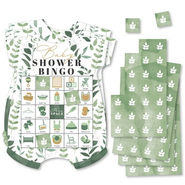 Big Dot of Happiness Boho Botanical Baby - Picture Bingo Cards and Markers - Greenery Baby Shower Shaped Bingo Game - Set of 18