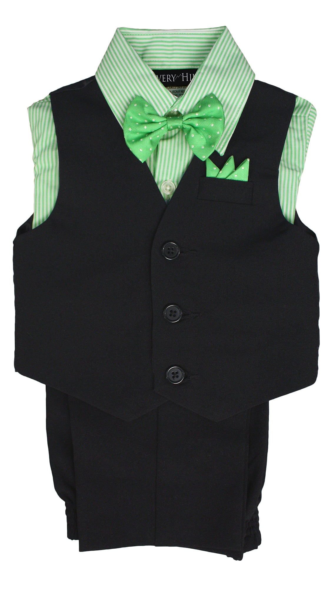 Avery Hill Boys' 4 Piece Vest Bowtie Colored Shirt Set (Baby, Toddler