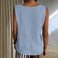 thumbnail image 4 of Nestiefly Cotton Linen Tank Tops for Women V Neck Causal Sleeveless Summer Gauze Linen Shirts Plus Size Camisole Summer 2026 Light Blue 2XL, 4 of 5
