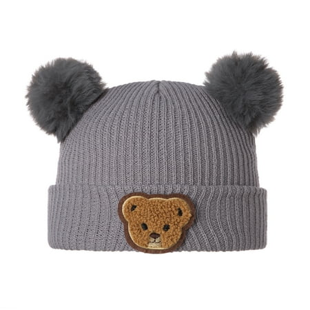 

Shuttle tree Baby Winter Hat Cute Bear Pattern Knit Beanie Warm Cap for Infant Newborn Cold Weather Accessories