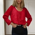 thumbnail image 2 of EDFBUYKRS Long Sleeve Shirts for Women Crewneck Sweatshirt Casual Pullover Ladies Tops and Blouses S, 2 of 8