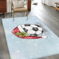 thumbnail image 2 of 4'x6' Area Rugs, Football Christmas Indoor Outdoor Area Rug for Living Room Bedroom, Xmas Botanical Snoflake Blue Washable Bathroom Rugs Kitchen Floor Carpet Mats Home Decor Aesthetic, 2 of 8