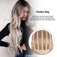 thumbnail image 3 of Lace Front Wig with Black Roots Blonde Wigs with Long Curly Wavy Middle Part Heat Resistant Synthetic Hair Wigs for Women, 3 of 7