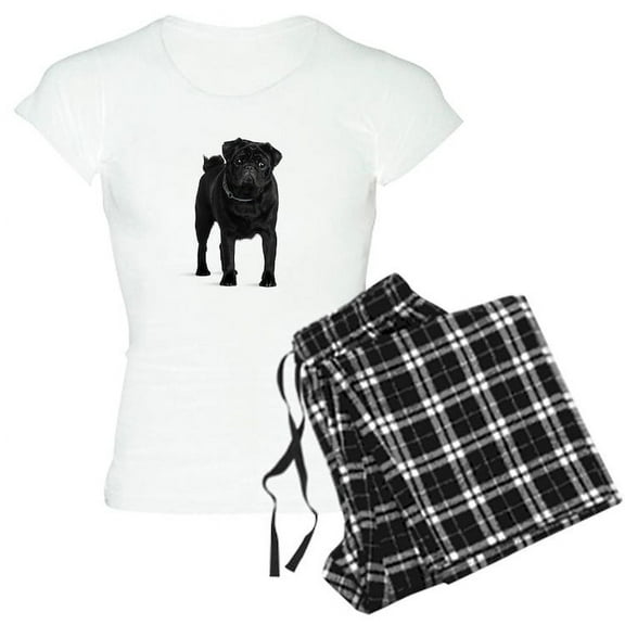 CafePress - Black Pug Pajamas - Women's Light Pajamas