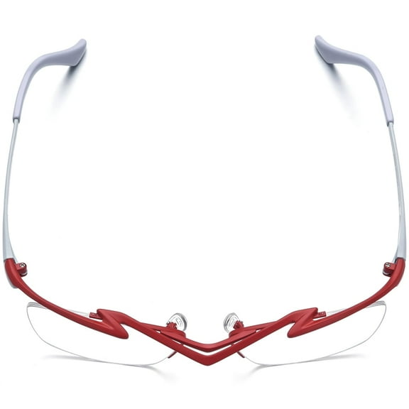 FONEX Pure Titanium Glasses Frame Men Semi Rimless Square Eyeglasses Eyewear ( 85763 Red )
