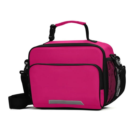 ALAZA Deep Pink Lunch Box Insulated Cooler Bag Reusable Tote Bags Shoulder Strap