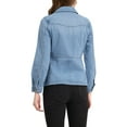 thumbnail image 3 of INSPIRE CHIC Women's Button Down Long Sleeves Contrast Stitch Washed Denim Jacket Light Blue XL, 3 of 5