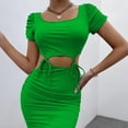 thumbnail image 2 of Cut Out Waist Dress, Hip Wrap Women Short Dress Breathable For Daily Wear ANGGREK Otros, 2 of 7