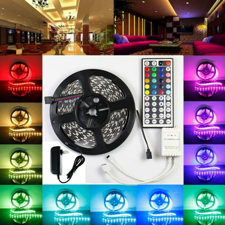 Lightahead IP65 300 LED Water Resistant Flexible Strip Light - 16.4 feet (5 Meter) Color Changing RGB LED Strip Light Kit with Remote Control (Red Green & Blue (Best Lighting For Dark Rooms)