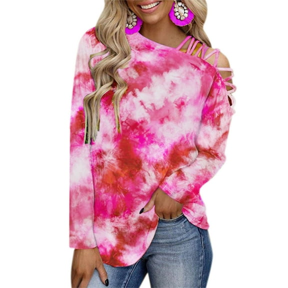 Aayomet Womens Tops Women's Classic-Fit Long-Sleeve Crewneck T-Shirt,Red L