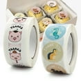 thumbnail image 2 of CAROOTU Kids Cartoon Animal Sticker Roll 500-Count Stickers Round Teacher Encouragement, 2 of 6
