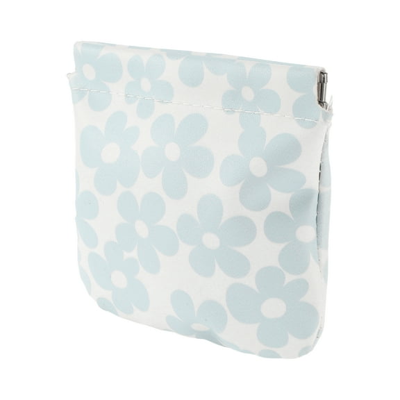 Unique Bargains 1 Pc Women Snap Closure Cosmetic Bag for Vacation Outdoor Activities Blue PU