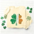 thumbnail image 4 of Moxiu Women's St Patrick'S Day Shirt Lucky Clover Irish Shamrock Pullover Crewneck Graphic Shirts Tops Long Sleeve Sweatshirt Khaki,S, 4 of 7