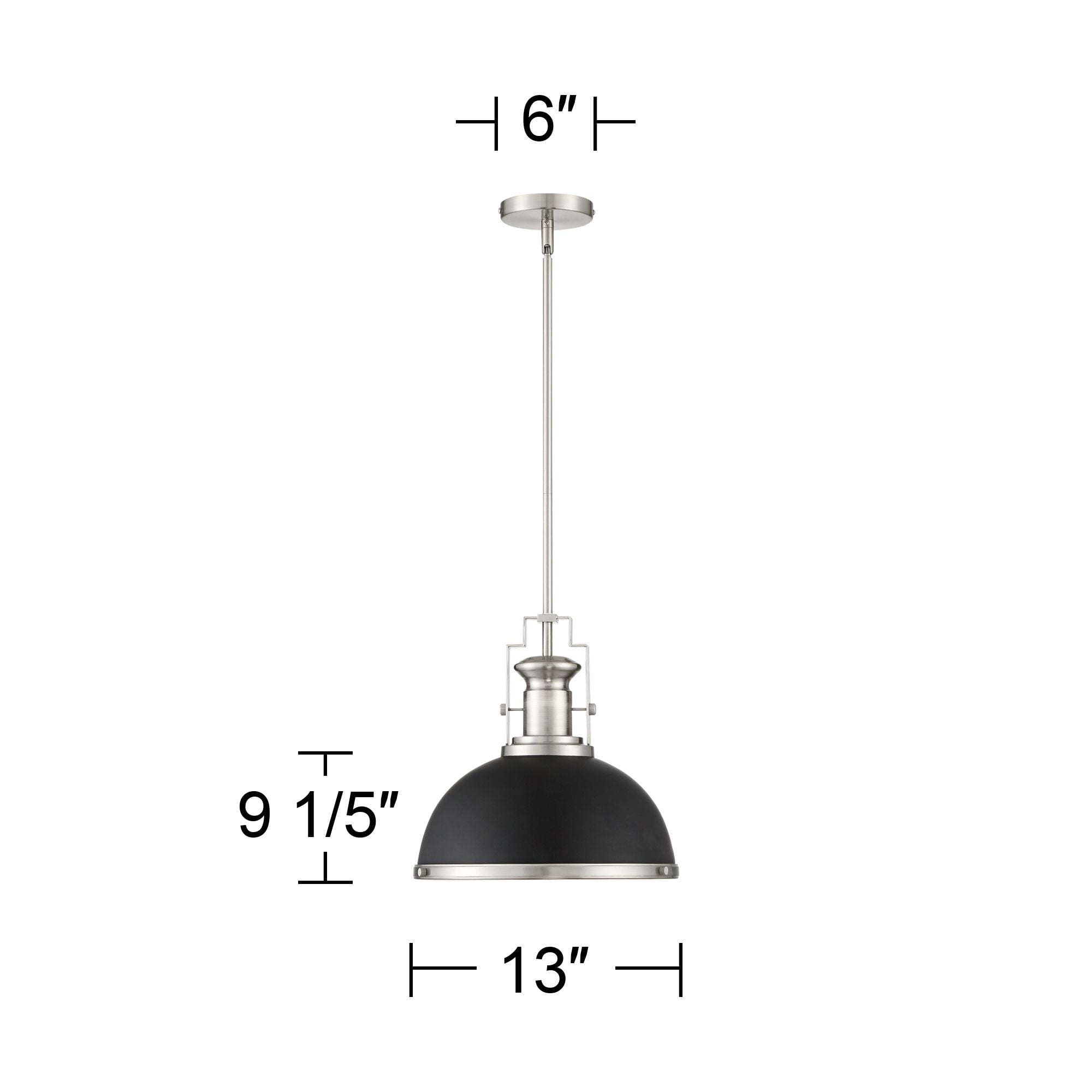 Possini Euro Design Black Brushed Nickel Dome Mini Pendant Light 13" Wide Modern Fixture for Kitchen Island Dining Room