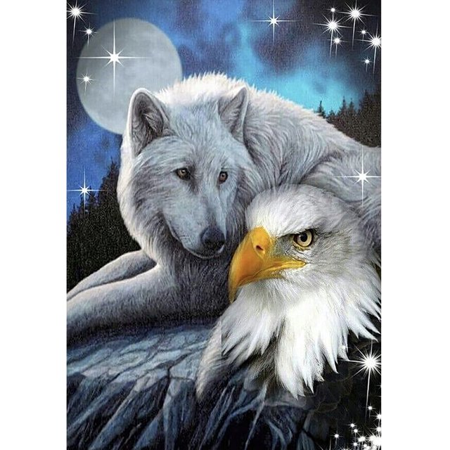Hilo de bordar Kit completo de punto de cruz de lobo impreso de 11 quilates de algodón ecológico (ACC-811) FLhrweasw Nuevo