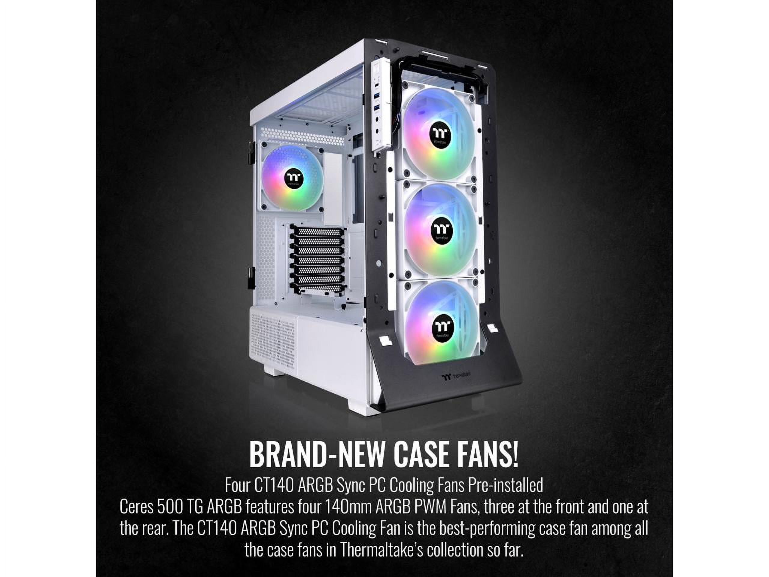Thermaltake Ceres 500 Snow Edition Mid Tower E-ATX Computer Case With Tempered Glass Side Panel - View #3