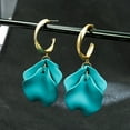 thumbnail image 3 of 1 Pair Pendant Earrings Sweet Exquisite Piercing Rose Petal Hoop Earrings for Daily Life-Lake Blue, 3 of 7