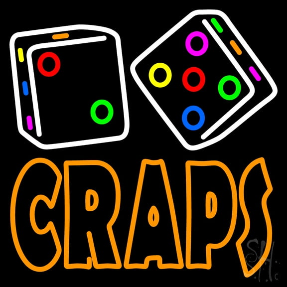 Craps With Dise 1 LED Neon Sign 16 x 16 - inches, Black Square Cut Acrylic Backing, with Dimmer - Bright and Premium built indoor LED Neon Sign for wall décor, arcarde, and storefront.