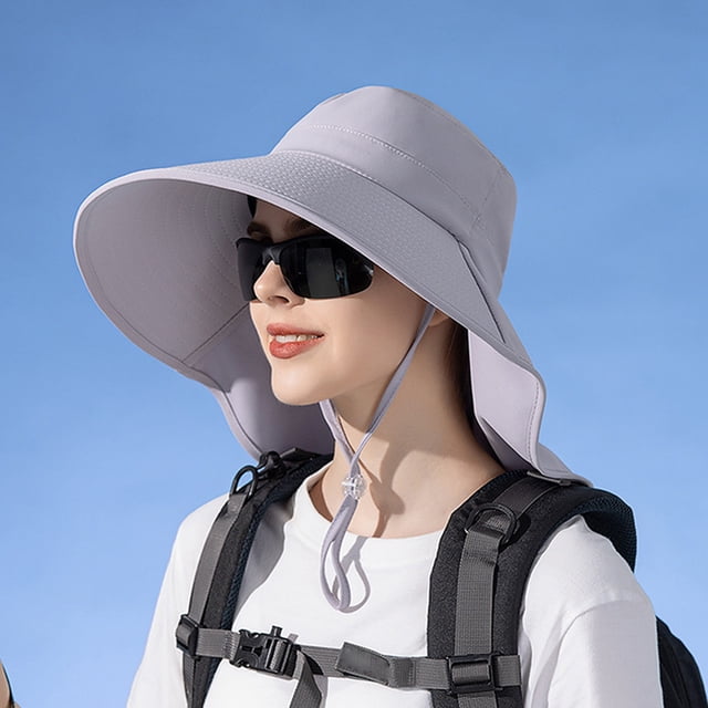 Chapeau d'Été pour Femmes avec Grand Bord, Chapeau de Pêcheur Mode avec Trou pour Queue de Cheval