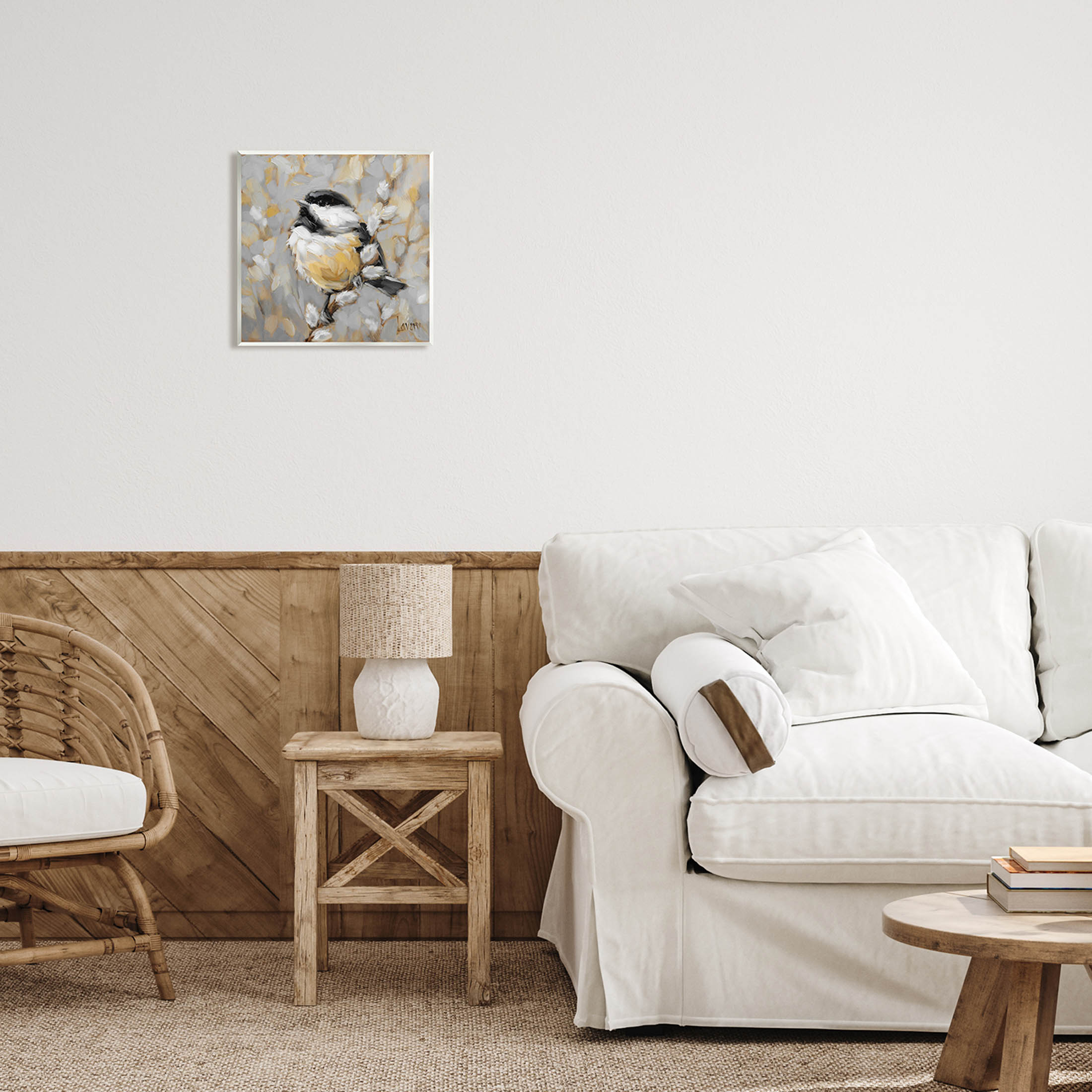 Bird Perched Pussy Willow Wildlife Animals & Insects Painting Unframed Art Print Wall Art