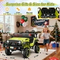 thumbnail image 4 of Funcid 24V Ride on Toys with Remote Control, 2 XL Seater Ride on Truck Car, 2WD/4WD Electric Car for Kids w/ Bluetooth, Flashing Colored Lights, SD Port, MP3, Spring Suspension, 6MPH, Green, 4 of 8