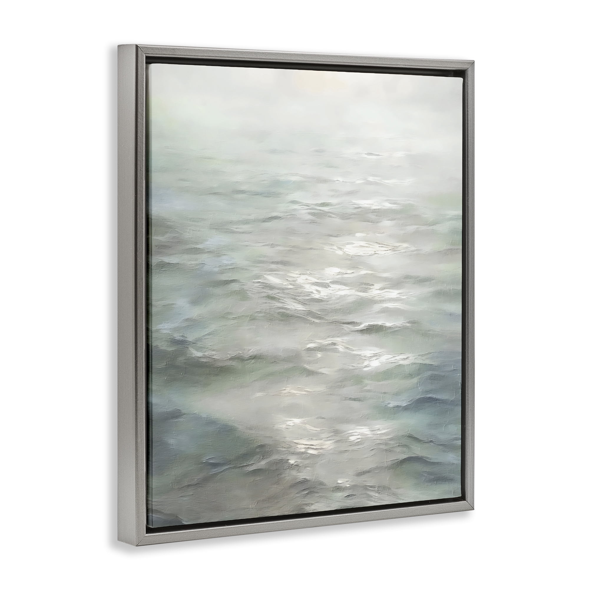 Stupell Industries Shallow Reflections on Sea Gray Framed Floater Canvas Wall Art, design by Riley B