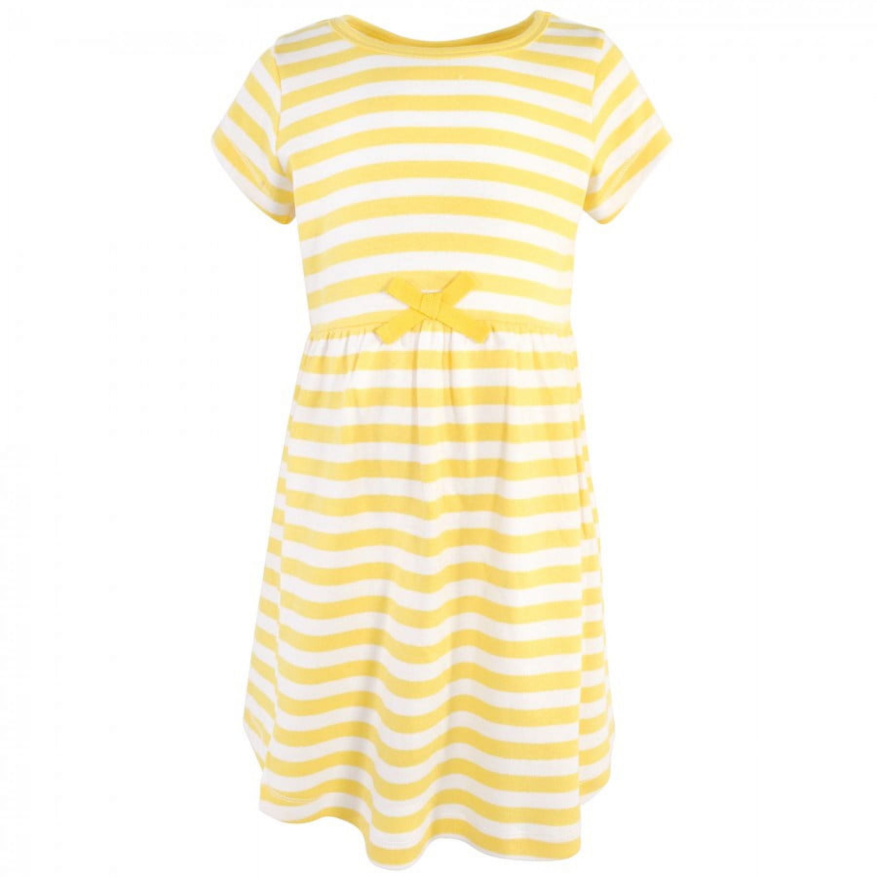 Touched by Nature Baby and Toddler Girl Organic Cotton Short-Sleeve Dresses 2pk, Lemon Tree, 8 Years