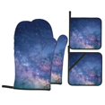 thumbnail image 1 of YFYANG Oven Mitts and Pot Holders Sets 4 Pieces, Non-Slip Heat Resistant Mysterious Galactic Night Sky Kitchen Glove Pot Mat for Cooking and Baking, 1 of 8