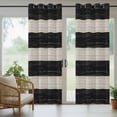 thumbnail image 3 of Outdoor Curtains for Patio Waterproof, Black Cream Striped Windproof Pravicy Outside Porch Blackout Curtain, Farmhouse Vintage Shabby Chic Wood Grain Sun Blocking Grommets Curtains for Cabana 54"x95", 3 of 9