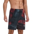 thumbnail image 2 of Kdxio Red Moon Shark Sailboat Print Mens Sleep Shorts Bottoms Soft Comfy Pajama Wear Pants with Drawstring Pockets, 2 of 5