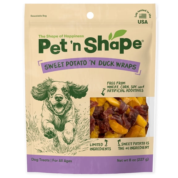 Pet 'n Shape Sweet Potato Chews – Natural Duck Wrapped Sweet Potato Dog Treats - 8 Ounce