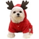 thumbnail image 1 of Disfraz de reno navideño para mascotas, pijamas de terciopelo coral suaves y cómodos para perrito/gato, monos con capucha de invierno cálidos para mascotas para fiestas navideñas (rojo), 1 of 6